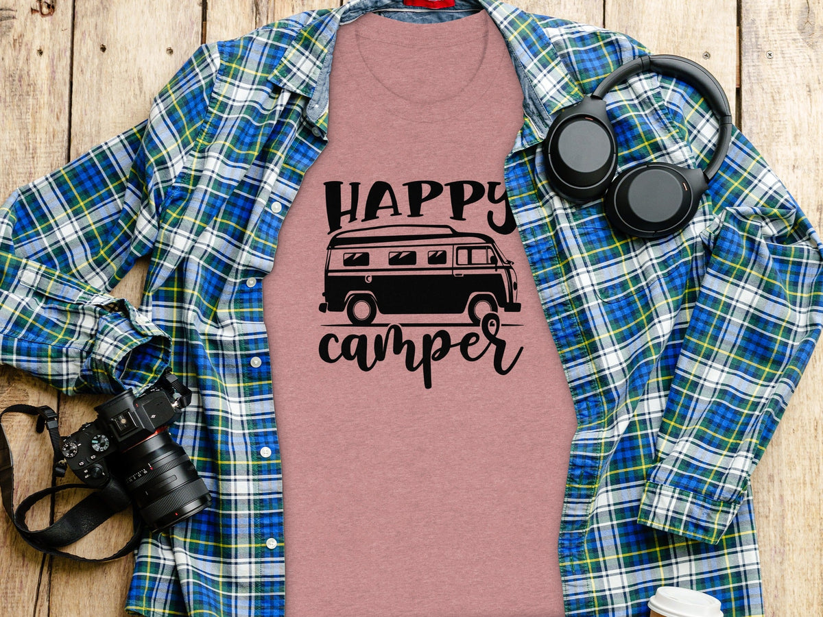 Happy Camper Volkswagen Van Road Trip Vacation T-Shirt