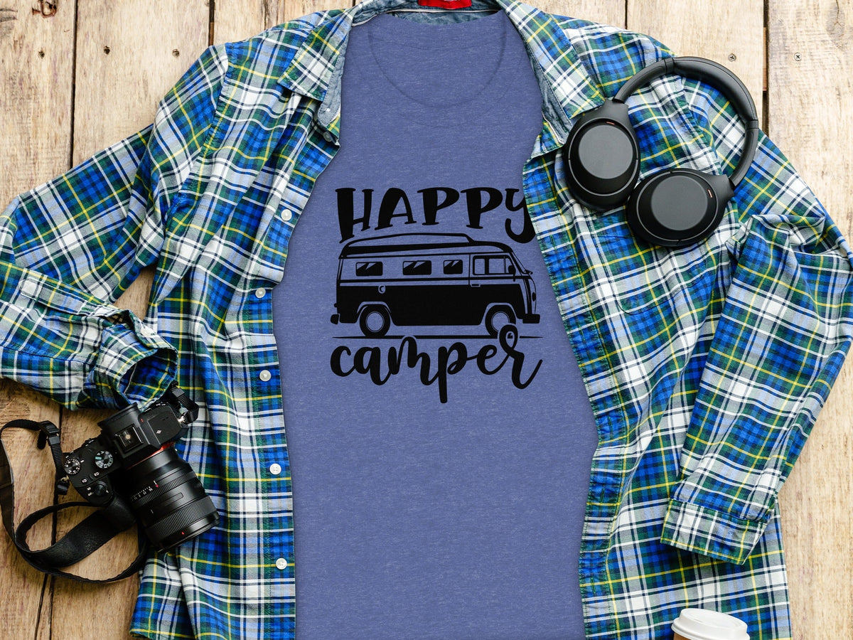 Happy Camper Volkswagen Van Road Trip Vacation T-Shirt