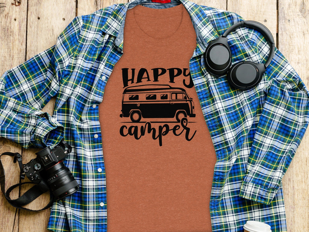 Happy Camper Volkswagen Van Road Trip Vacation T-Shirt