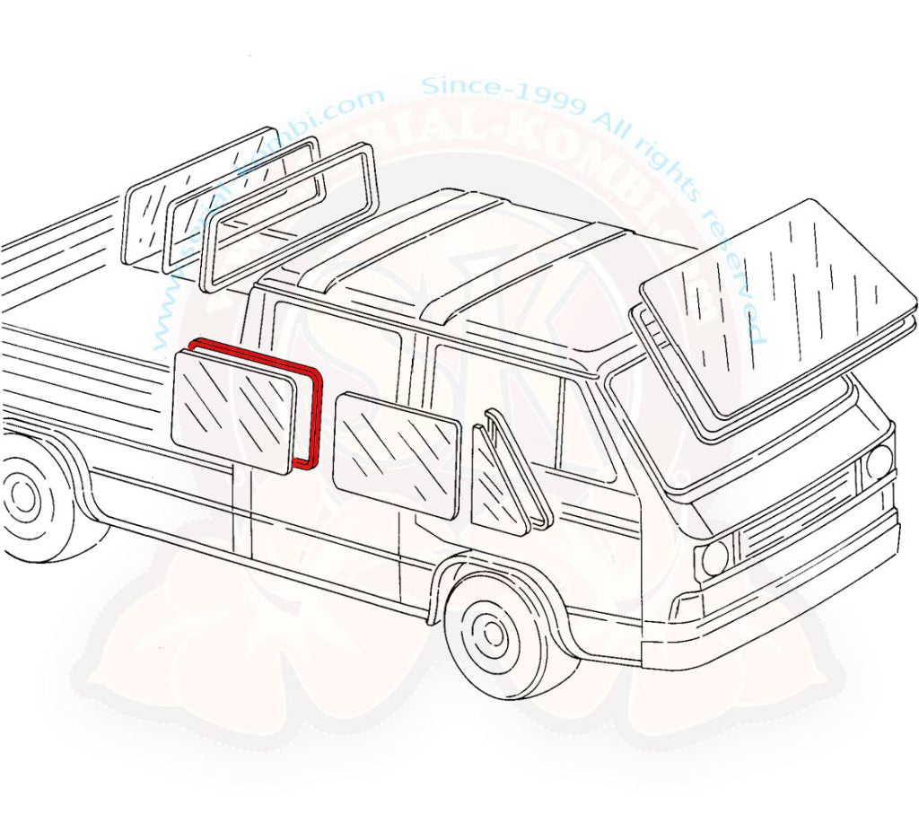 Rear side window seal for all Vanagon double cab or DOKA