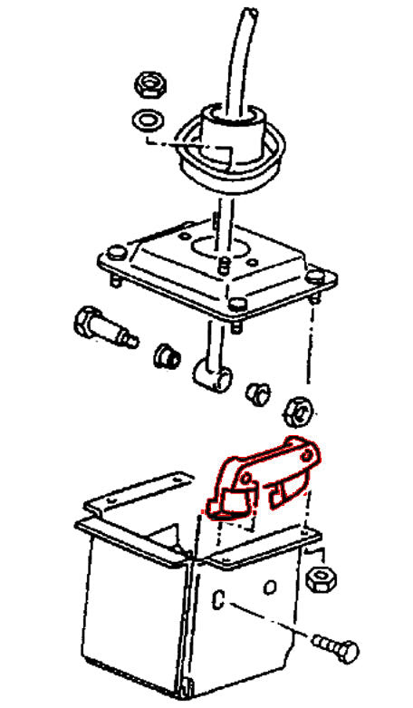 Guía de cambios en la caja debajo de la palanca de cambios en Vanagon manual 83-91