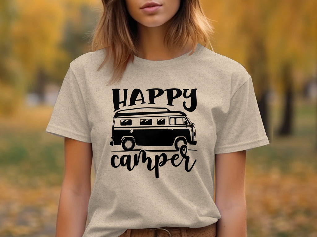Happy Camper Volkswagen Van Road Trip Vacation T-Shirt