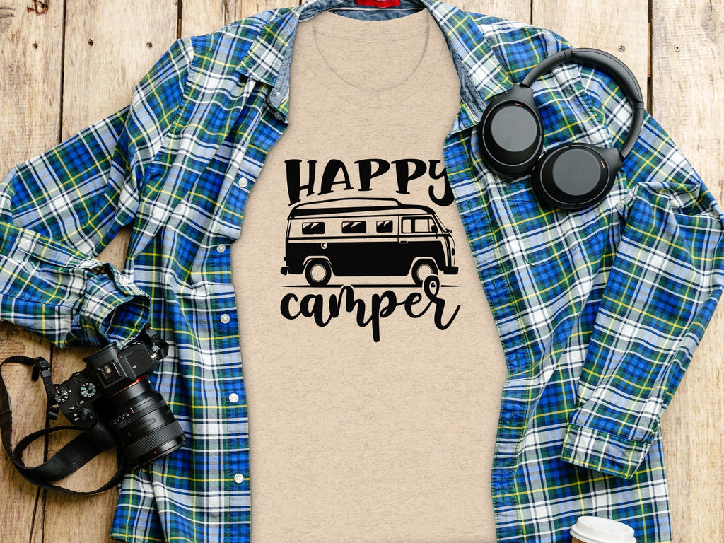 Happy Camper Volkswagen Van Road Trip Vacation T-Shirt