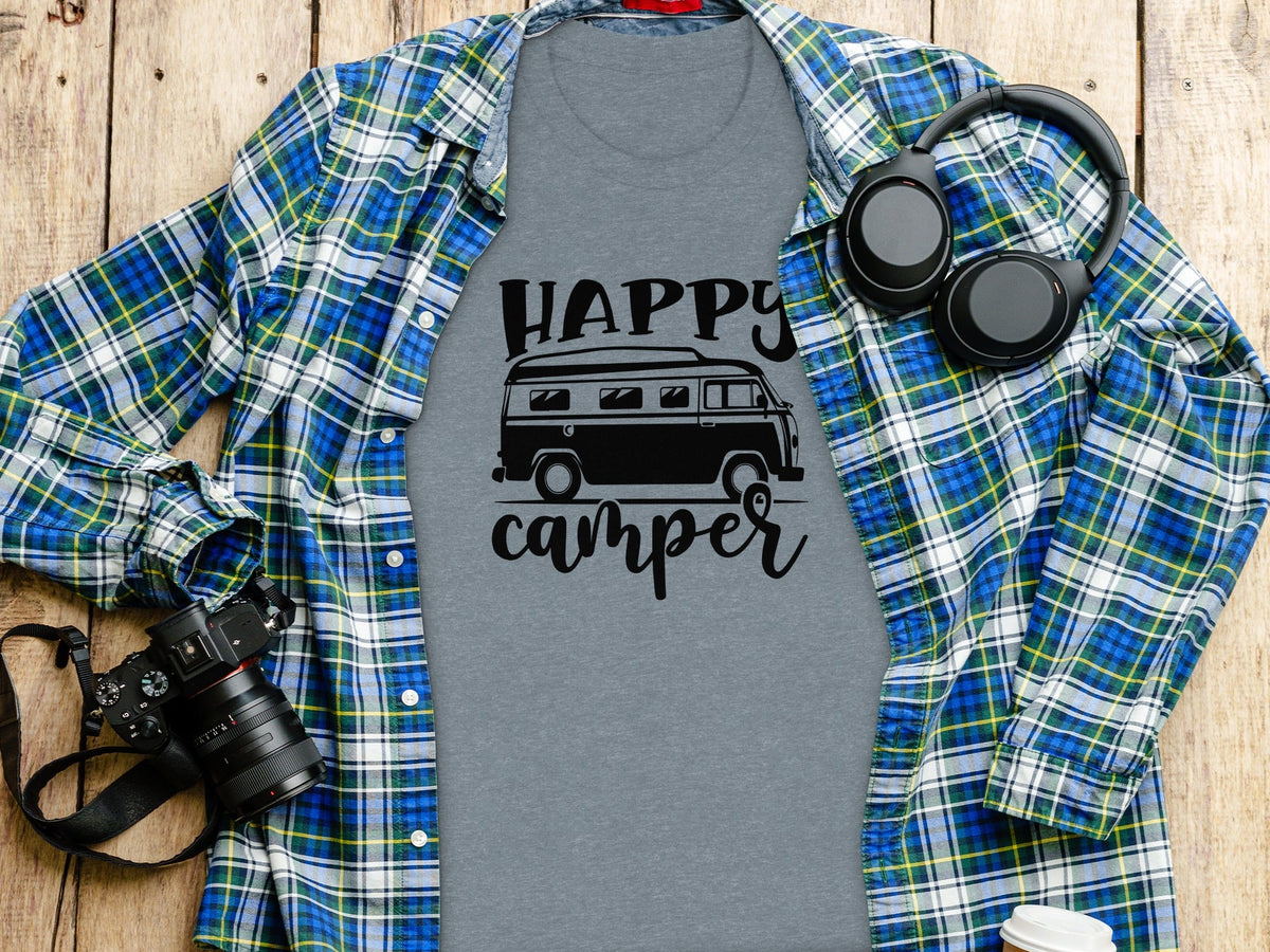Happy Camper Volkswagen Van Road Trip Vacation T-Shirt