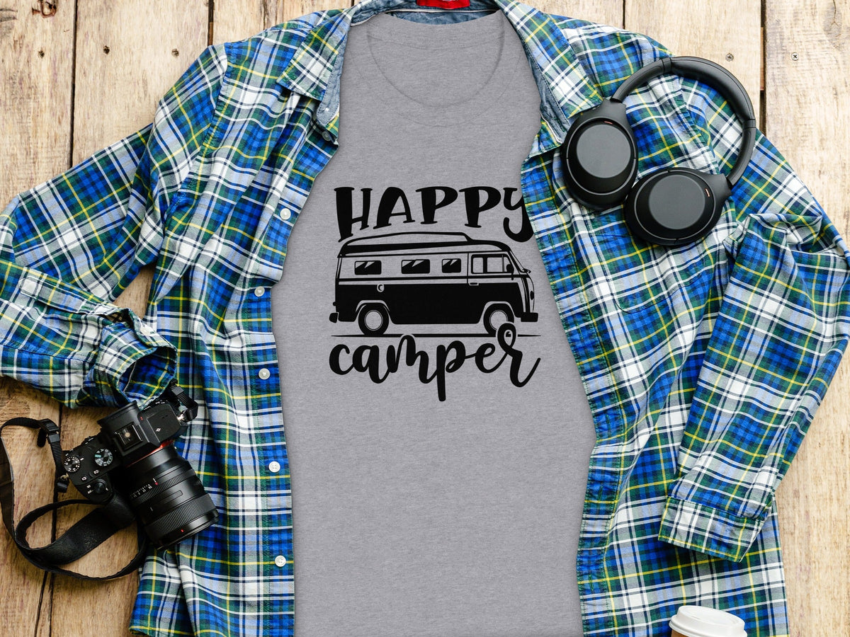 Happy Camper Volkswagen Van Road Trip Vacation T-Shirt