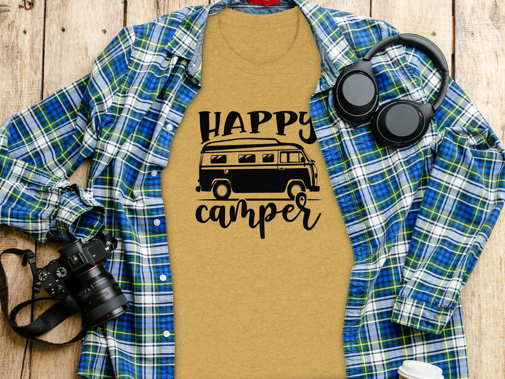 Happy Camper Volkswagen Van Road Trip Vacation T-Shirt