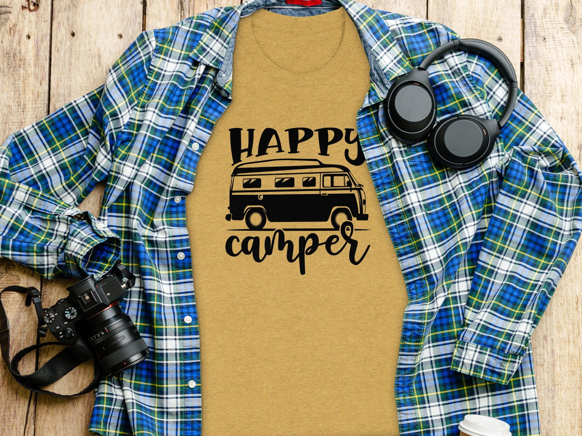 Happy Camper Volkswagen Van Road Trip Vacation T-Shirt