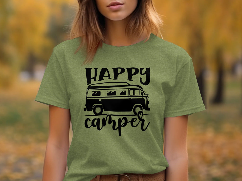 Happy Camper Volkswagen Van Road Trip Vacation T-Shirt