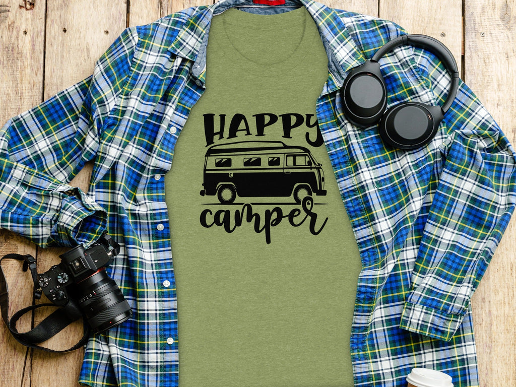 Happy Camper Volkswagen Van Road Trip Vacation T-Shirt