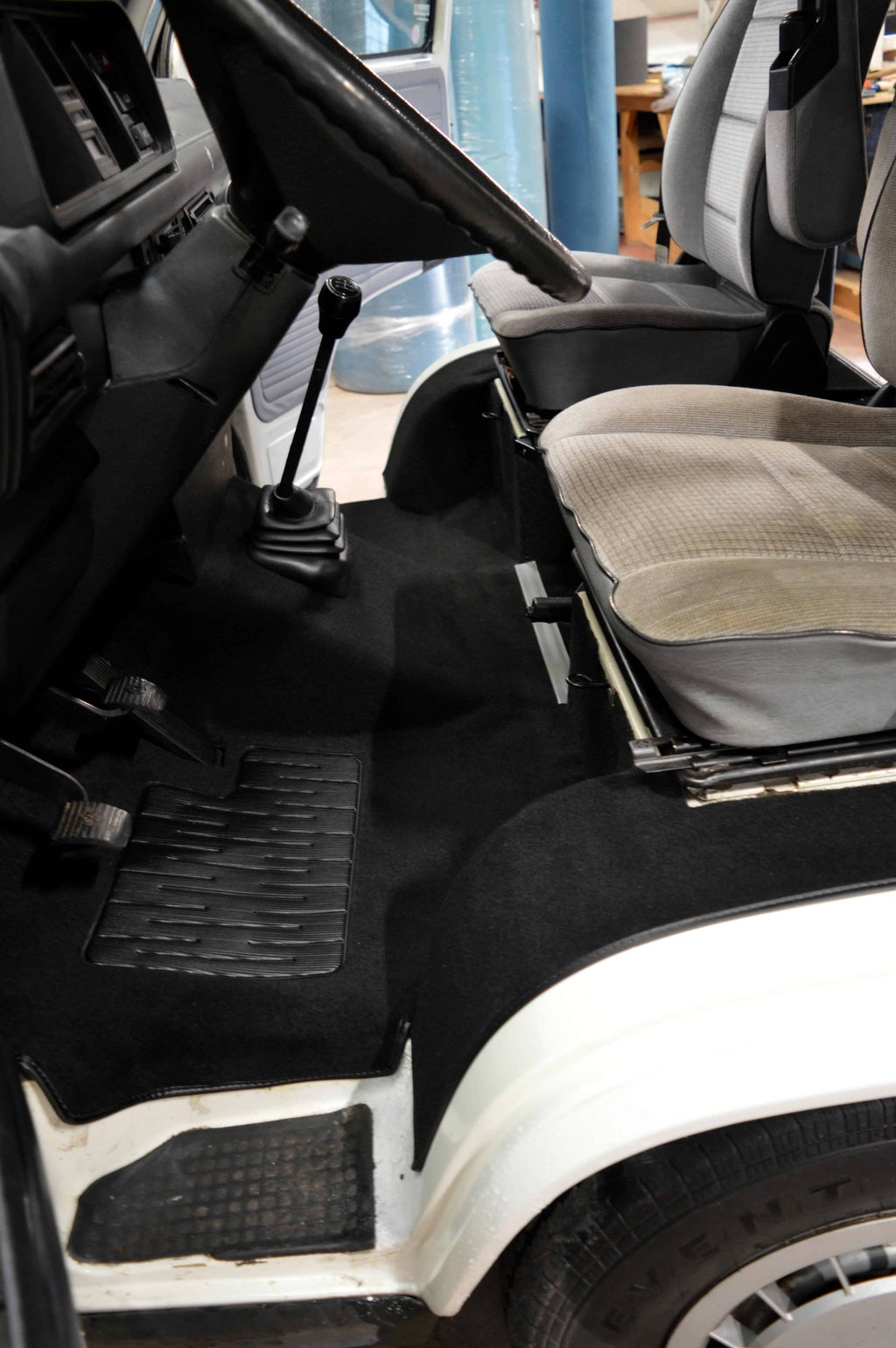 Front Carpet Set for Vanagon molded in dark Grey color