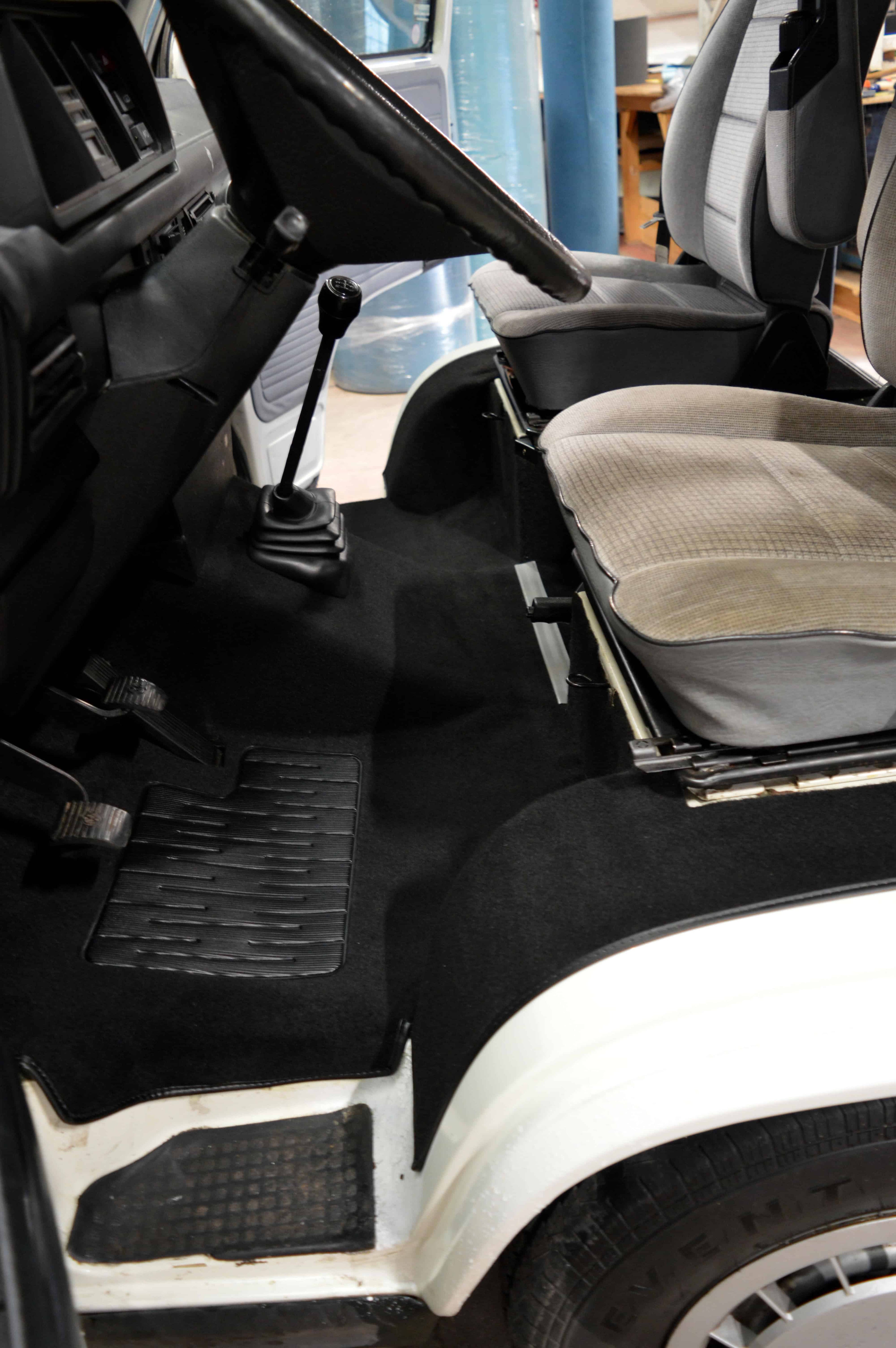 Front Carpet Set for Vanagon molded in dark Grey color