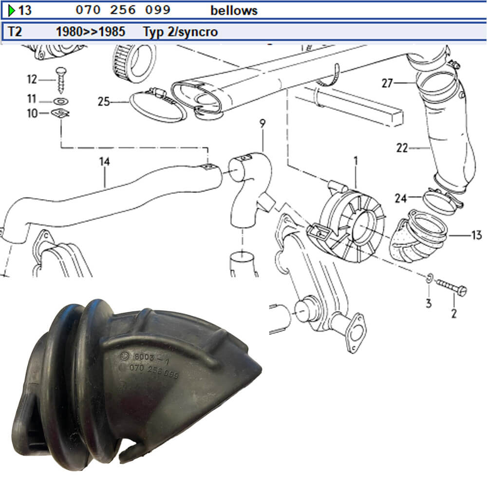 Alternator Intake Boot for Air Cooled Vanagon