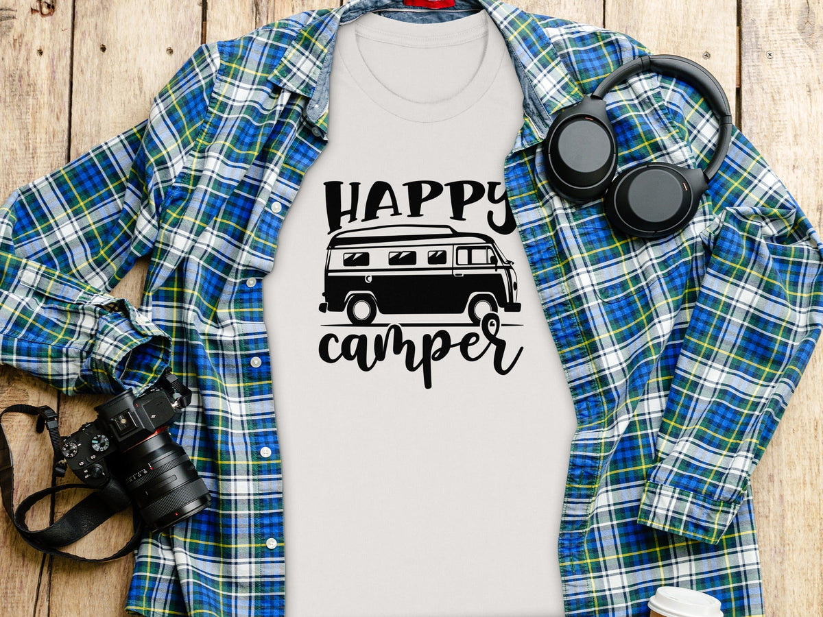 Happy Camper Volkswagen Van Road Trip Vacation T-Shirt