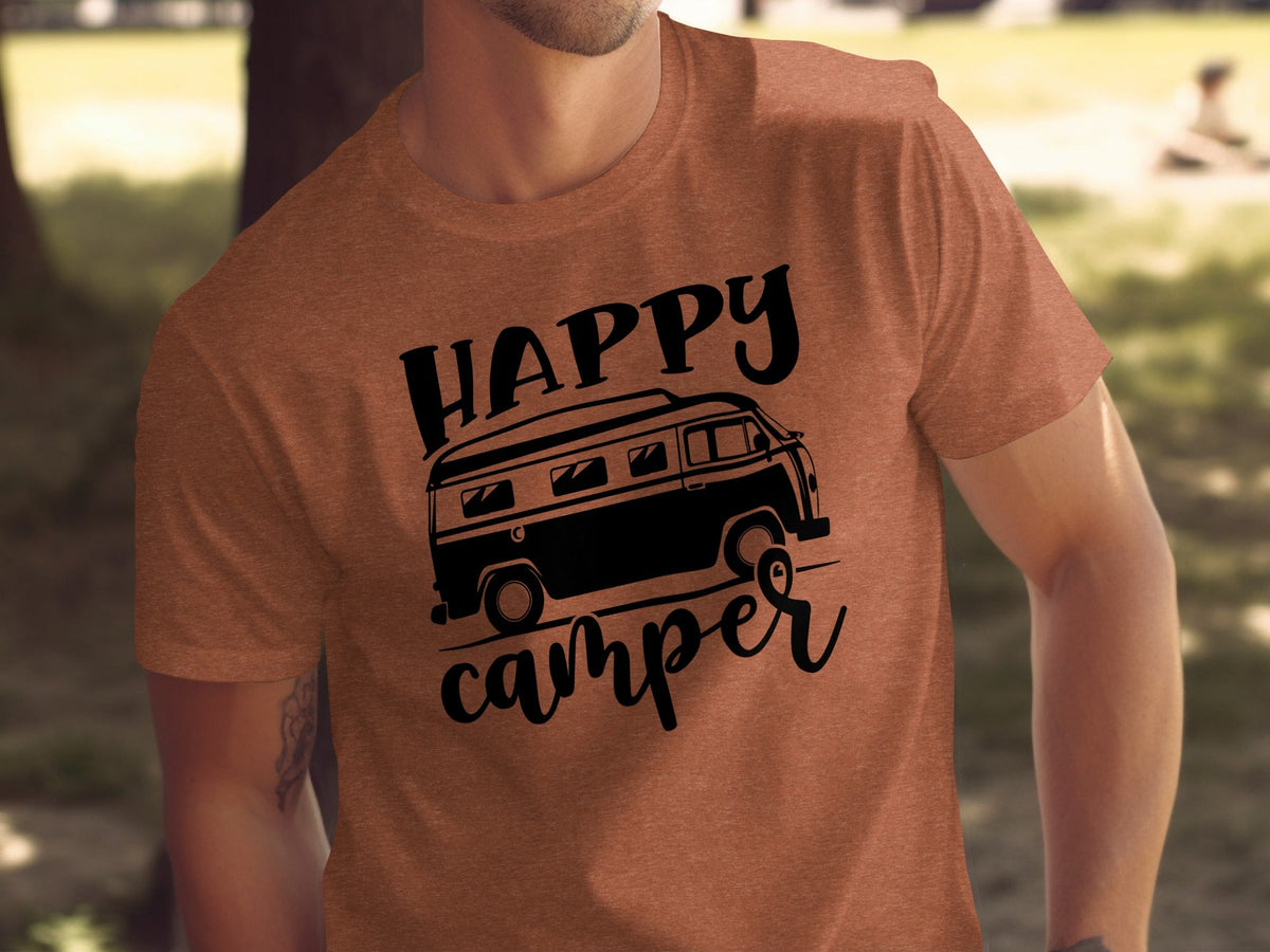Happy Camper Volkswagen Van Road Trip Vacation T-Shirt