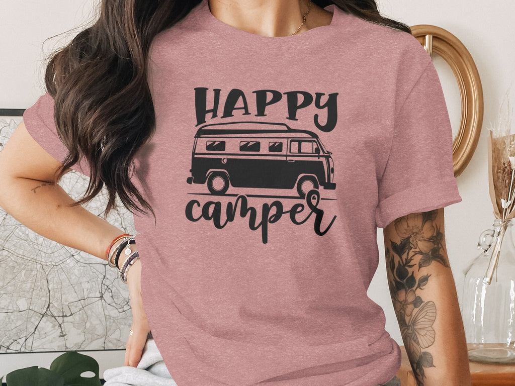 Happy Camper Volkswagen Van Road Trip Vacation T-Shirt