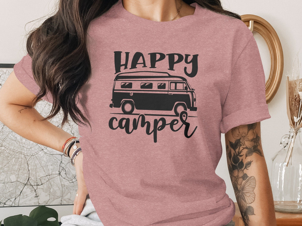 Happy Camper Volkswagen Van Road Trip Vacation T-Shirt