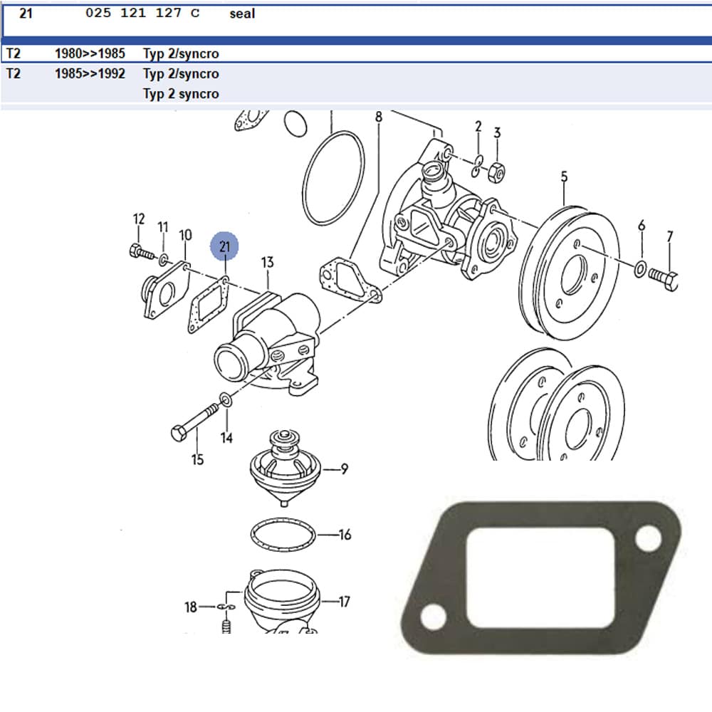 Gasket for Metal Flange on Thermostat Housing (83.5-85 Vanagon)