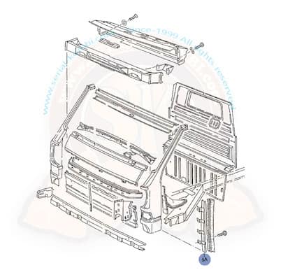 Metal frame for front door edge seal for late model Vanagon- Left