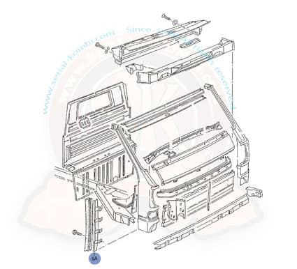 Metal frame for front door edge seal for late model Vanagon- Right