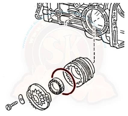 O-ring in side of differential flange on manual transmission VW Bus from 68-79 and all manual Vanagon