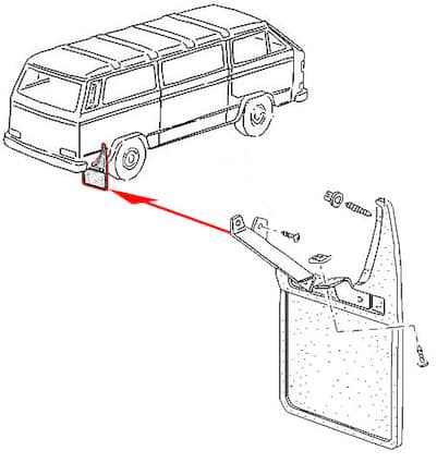 Rear Right Mud Flap OE Style for all Vanagon