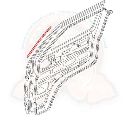 Seal for front door located near the vent wing on outer edge for all Vanagon