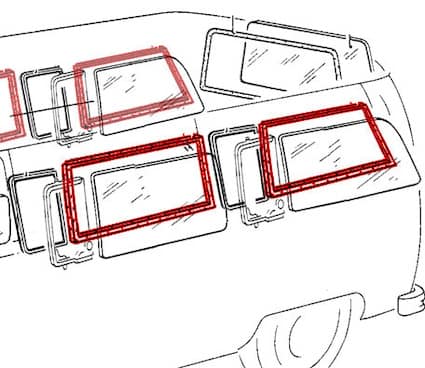 Side 3/4 window seal for 68-79 VW Bus