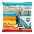 Throw Pillow for your Van! Blue Split Window with multi colored back ground.