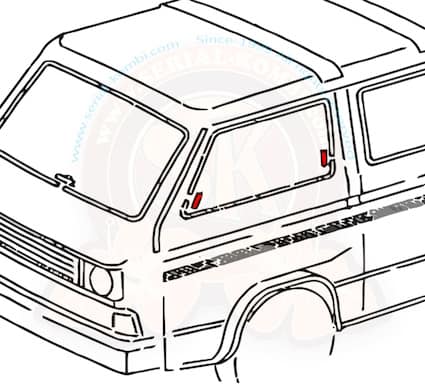 Trim Clip for Front Door Window on Vanagon with Chrome Trim