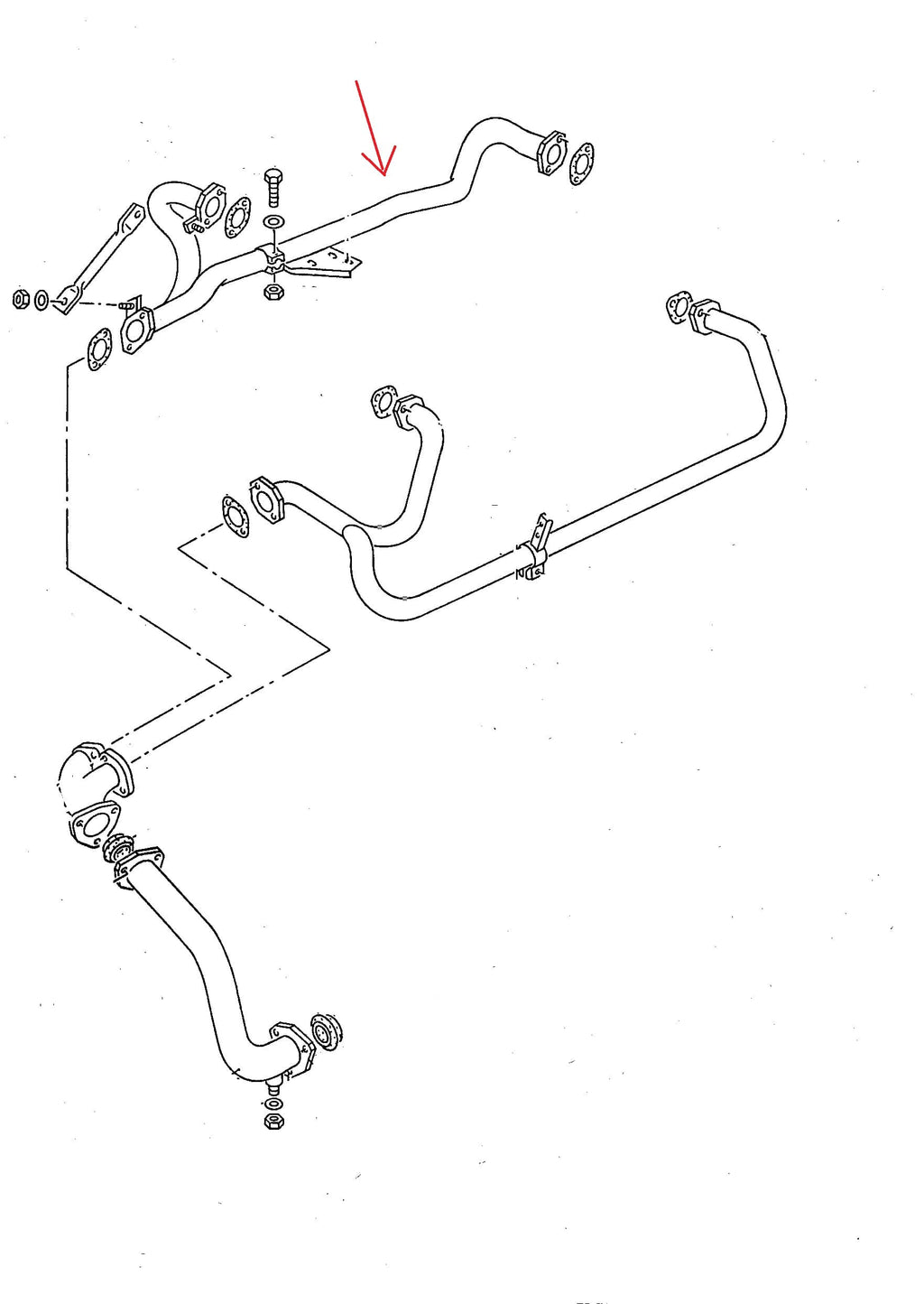 Vanagon Exhaust cross over pipe 1+3 Syncro